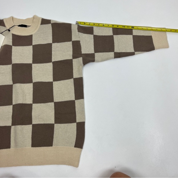 Miou Muse Brown and Cream Oversized Checkerboard Sweater NWT - Picture 9 of 9